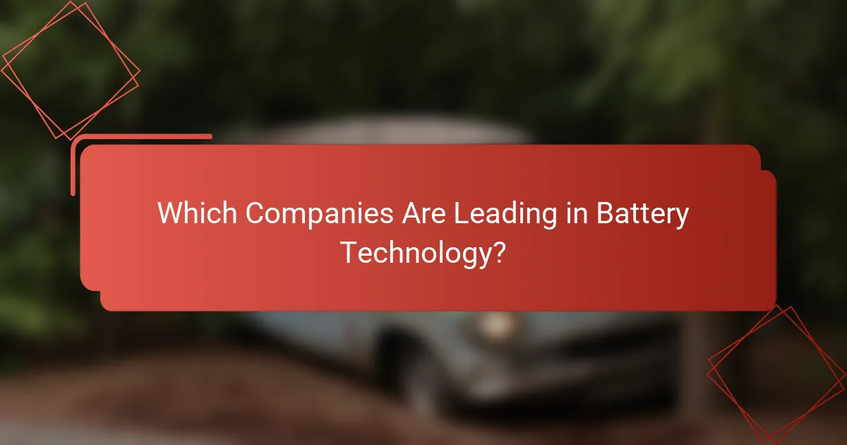 Which Companies Are Leading in Battery Technology?